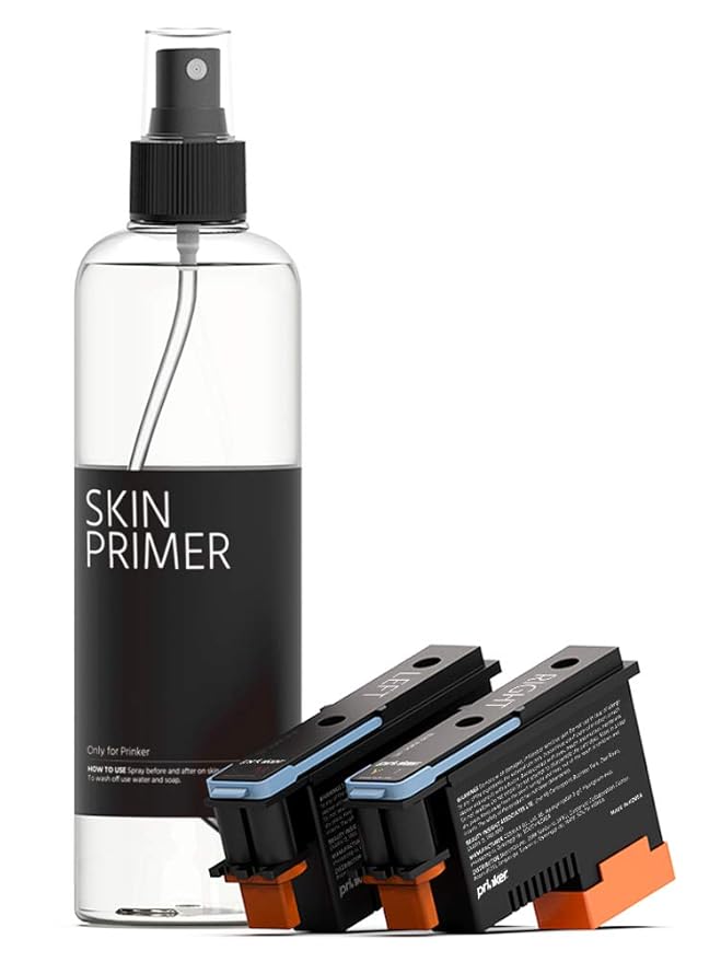 Prinker S Black Ink Refill, Skin-Safe Black Cosmetic Ink & Primer Spray, Water-Resistant and Soap-Washable, Skin-Safe