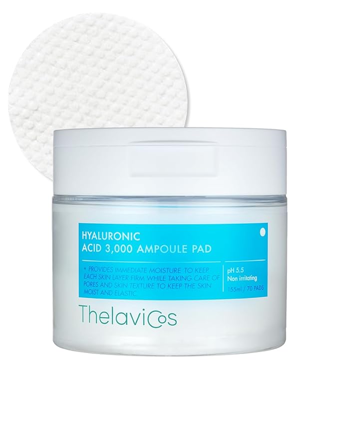 Hyaluronic Acid 3,000 Ampoule Pad | intense moisturizing hydrating toner pad mask for dry skin, skin firming elasticity & pore tightening | Korean Skincare for sensitive skin (70 pads)