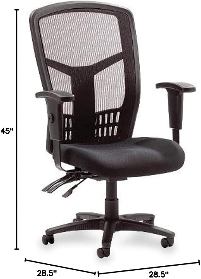 Lorell ErgoMesh High-Back Executive Office Chair - Adjustable Seat & Back Angles, Customizable Arm Height & Width, Breathable Mesh Design, Ergonomic Support, 5-Year Limited Warranty