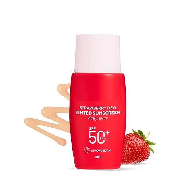 Generic Strawberry Dew Tinted Sunscreen SPF 50+ Pa++++ - | Protection Against UA/UB | Broad Spectrum, Water & Sweat resistant | For All Skin Types | 50ml - 01 Porcelain