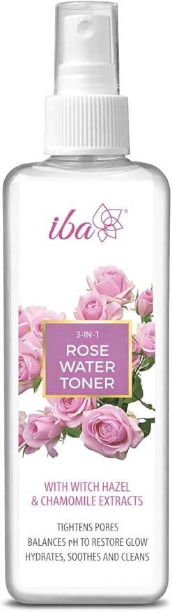 Rose Water Toner Spray for Face – 3-in-1 Hydrating Facial Mist with Witch Hazel & Chamomile – Pore Tightening, pH Balancing, Soothing & Refreshing – Natural Glow Skin Care for All Skin Types