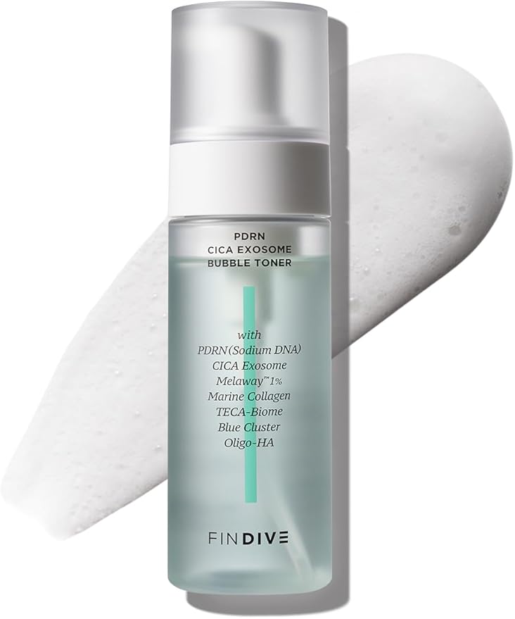 FINDIVE Official PDRN CICA Exosome Bubble Toner, PDRN (Sodium DNA) 1,000ppm, CICA Exosome 1,000ppm, Marin Collagen, Soothes, Regenerates Skin, Korean Skincare 5.07fl.oz
