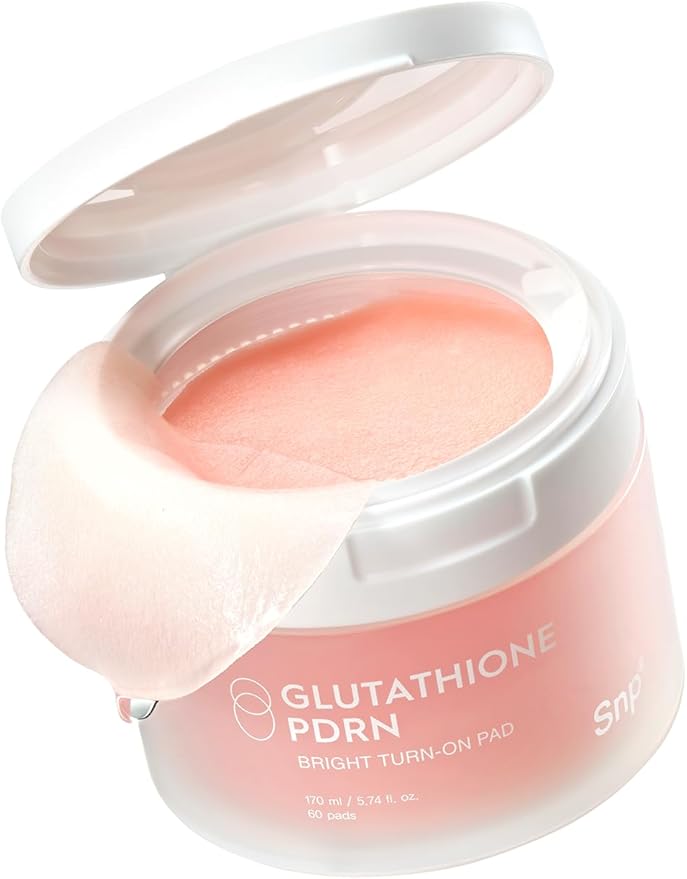 Snp PDRN+99% Glutathione+Niacinamide Facial Toner Pads | Treat Blemishes Exfoliating Pad | LHA, PHA Acne Pad | Bamboo & Vitamin C, E, Ferulic Acid Double-Sided Patch | Toner Pads Korean | 60 Sheets