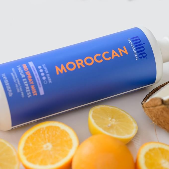 MineTan Spray Tan Solution | Moroccan - Fake Tanning Mist Best for Dark Bronzed Glow Skin Finish, Fast Drying, 1 Hour Express, Hydrating, Salon Professional Formula, Vegan, 33.8 Fl Oz