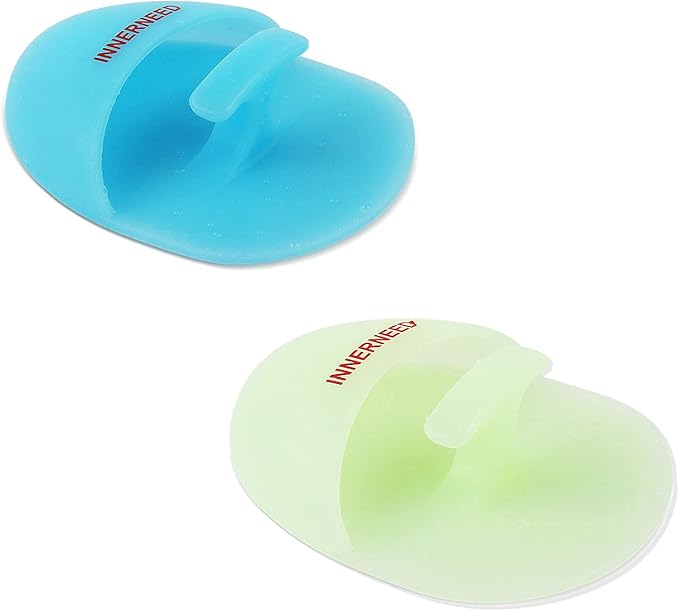INNERNEED Soft Silicone Facial Cleansing Brush Manual Face Scrubber Exfoliating Massage Scrub Acne Blackheads Remove Handheld Pads for Sensitive, Delicate, Dry Skin (Pack of 2)