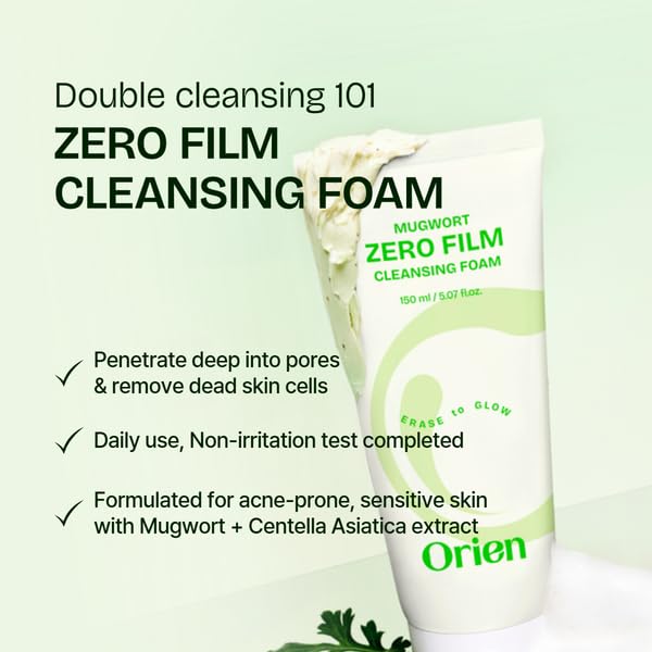 Mugwort Zero Film Cleansing Foam 5.07 fl.oz, 150ml ㅣDaily Makeup Blackhead Removal No pore clogging Korean skincare double cleansing