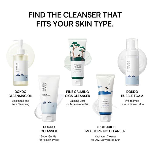 ROUND LAB 1025 Dokdo Cleanser 10.14 Fl Oz, Low pH Facial Cleanser for Sensitive Skin, Rich Soft Bubbles for Deep Cleansing and Makeup Removal, Hydrating Face Wash with Deep Sea Water, Korean Skin Care