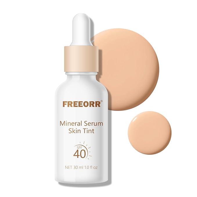 Skin Tint with SPF 40,24HR Tinted Mineral Sunscreen Serum with Zinc Oxide,Multi-use Tinted SPF Serum Foundation,Long Lasting Full Coverage Buildable Foundation-Nude Beige, 1 Fl Oz
