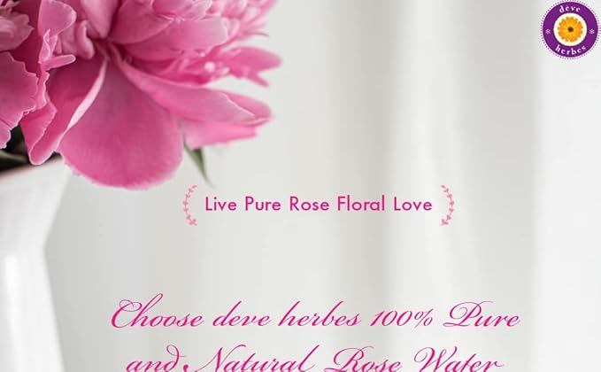 Deve Herbes Pure Rose Water Distilled from The Finest kannauj Roses (Rosa damascena) 100% Natural Therapeutic Grade 100ml (3.38 oz)