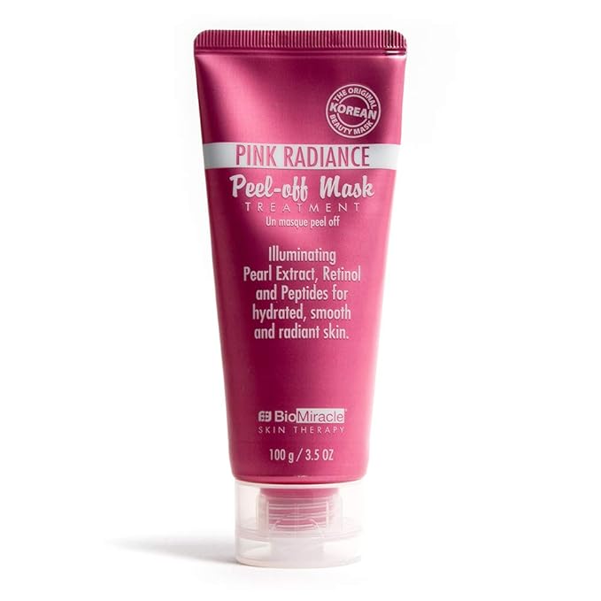 BioMiracle Pink Radiance Glitter Peel-Off Mask Treatment, Peel-Off Mask Skin Care, Hydrating Face Mask, Illuminating Pearl Extract