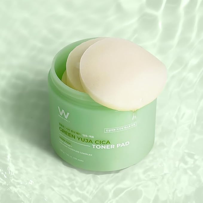 WONJIN EFFECT Green YUJA CICA Toner PAD 100 Pads 7.05 fl Oz, Vegan, Pore Care, Skin Soothing, Hydrating, PHA & BHA, CICA, Hyaluronic Acid, Panthenol, Derma-clera