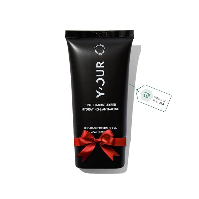 Y’OUR Tinted Moisturizer: Hydrating & Anti-Aging SPF 30 with Dewy Finish; Sheer Buildable Coverage; Oil-Free for Dry, Oily & Combo Skin; 1.35 fl. oz, Made in USA (Medium)