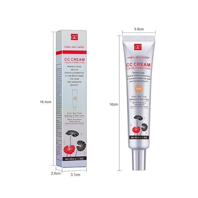 Cica CC Cream with Concealer-Hydrating,Anti-Aging,Natural Cover for SensitiveSkin-SPF 25,Lightweight, Long-LastingMakeup-1.5FIOz