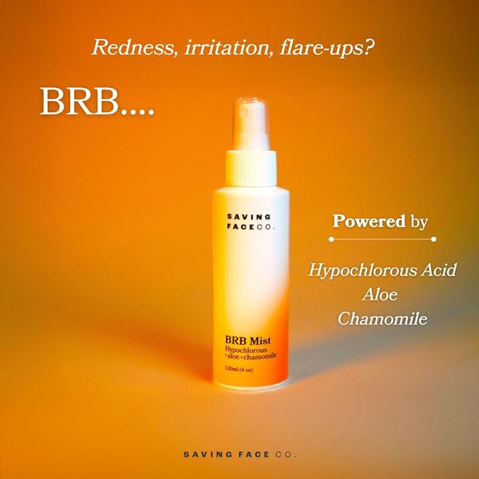 Saving Face Co. BRB Barrier Reset Boost Skin Mist - Hypochlorous Acid Facial Spray, Soothing Toner for Sensitive Skin, Calming Barrier Repair with Chamomile & Aloe, Daily Face Mist (4 Oz)
