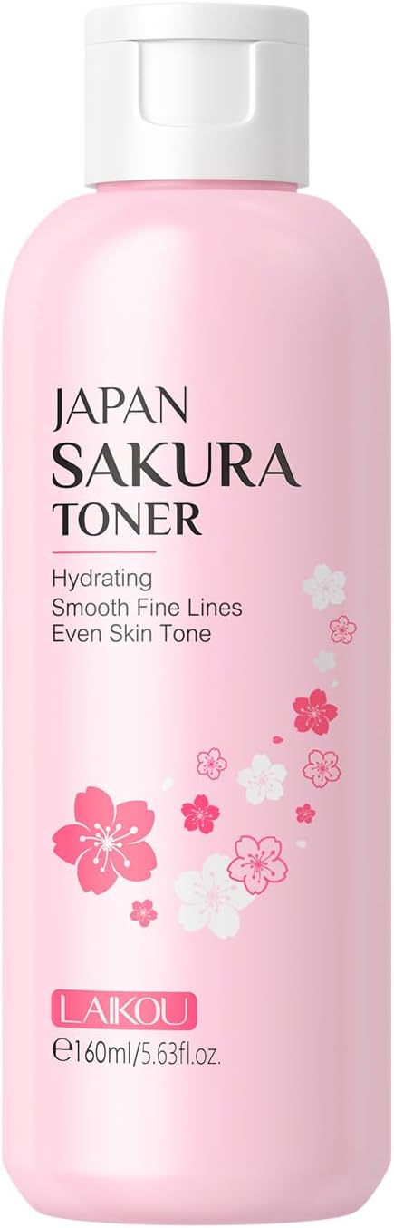Hydrating Face Toner with Vitamin C & Cherry Blossom - Dry, Sensitive Skin Moisturizing Sheer Water, Korean Pads Toner Refining Pores, Glassy Skin Radiance (160ml/5.63fl.oz)