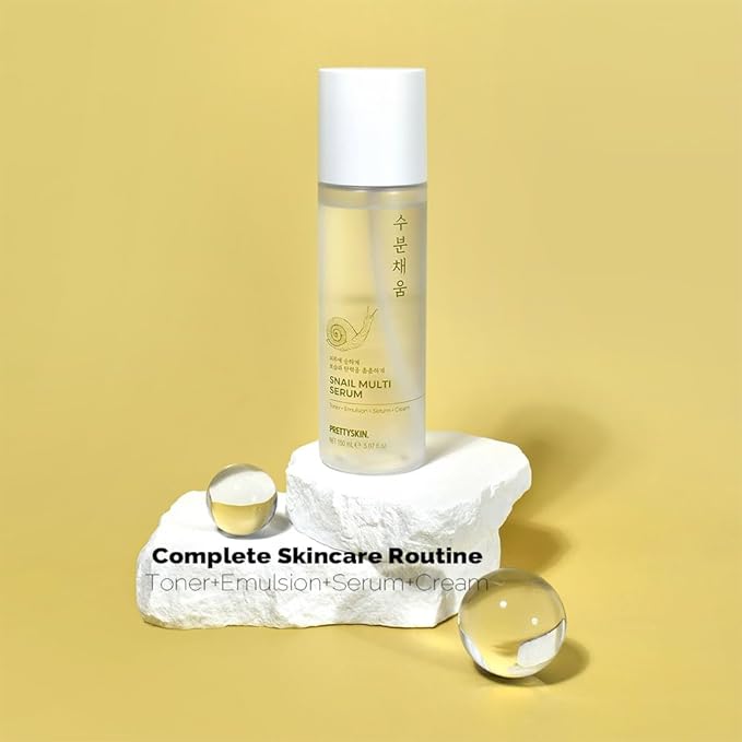 PRETTYSKIN Snail Mucin Serum for face 5.07fl.oz (150ml) Toner+Emulsion+Serum+Cream | Korean Skin Care