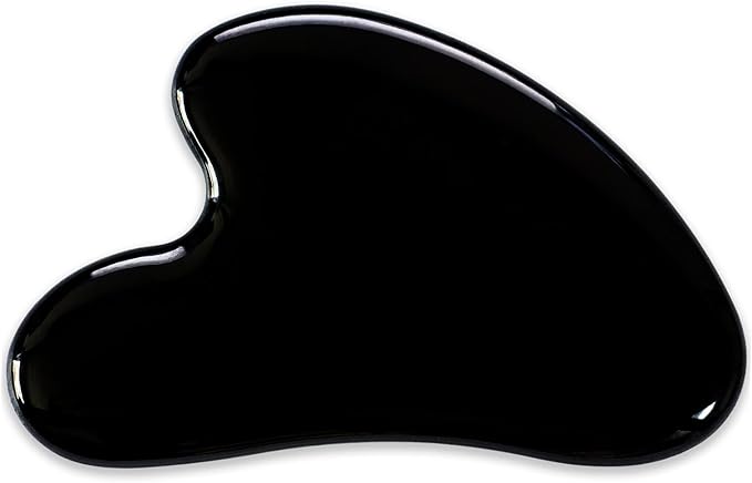 Gua Sha Jade Stone Gua Sha Massage Tool, Guasha Tool for Face and Body Skin Massage. Tools for SPA Acupuncture, Pink Stone for Body Face Neck and Eye, Skin Care Gift for Woman (Black)