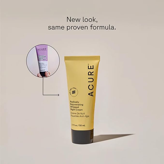 Acure Radically Rejuvenating Whipped Night Cream - Anti Aging Peptide Night Face Cream for Women & Men, Hydrating & Renewing Moisturizer for Fine Lines and Dark Spots with Vitamin C - 1.7 fl oz
