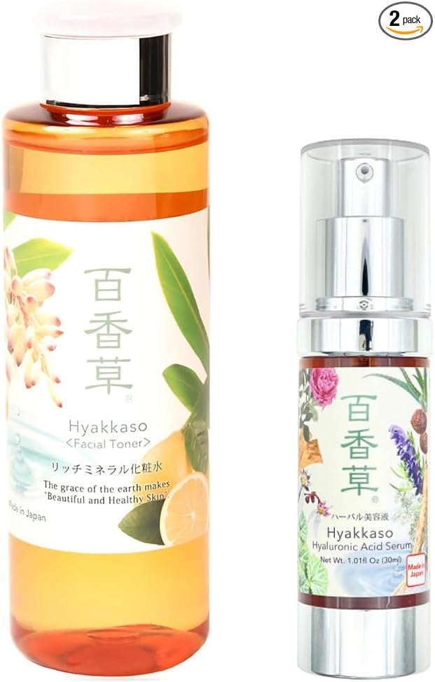 Face Moisturizing Set Natural Skincare Mineral Toner 6.7fl oz & Hyaluronic Acid Serum 1.01 fl oz
