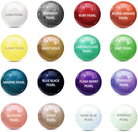 MARBLERS Mica Powder Colorant Set [Pearl 16 Color Set] |Cosmetic Grade | Epoxy Resin Pigment | Dye | Non-Toxic, Vegan, Cruelty-Free | Lip Gloss, Nails, Body Butter, Bath Bomb, Candle & Soap Making