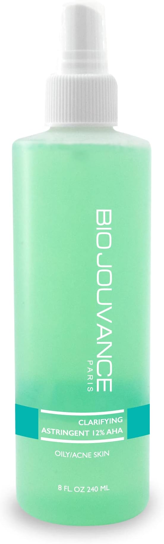 Clarifying Astringent 12% AHA Toner 8oz / 240ml - for Normal/Oily/Acne-Prone Skin | Tighten Pores | Gentle Face Wash & Makeup Remover | Daily Skin Care Treatment | Made in France