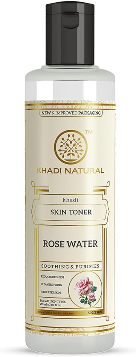 Khadi Natural Rose Water Skin Toner, Soothing & Purifies, All Skin Types, 210ml
