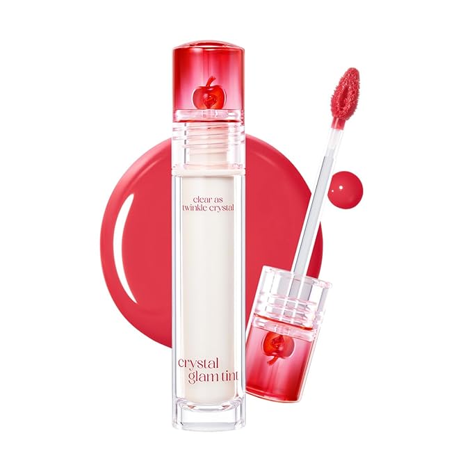 CLIO Crystal Glam Tint, Glossy Lip Tint with Glass-Like Shine, Lightweight Buildable Lip Stain, Long-Lasting Color, Non-Sticky, Rose Extract, Korean Lip Tint (017 CLASSIC APPLE)