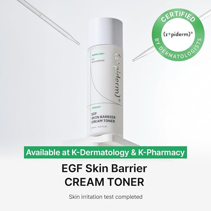 Zipiderm EGF Skin Barrier Moisture Layering Set – Cream Toner + Hydro Ampoule Serum + Hydrating Gel Cream Moisturizer, Korean 3-Step Tone–Treat–Moisturize Routine for Sensitive, Dry & Combination Skin