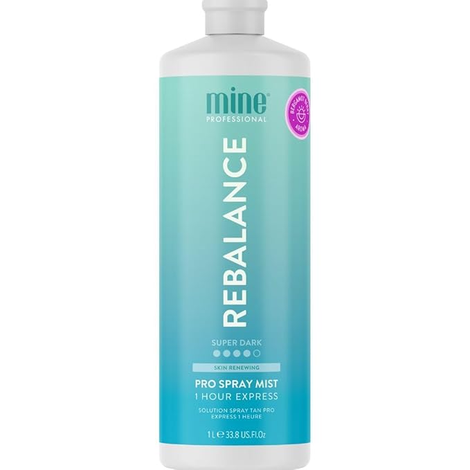 MineTan Spray Tan Solution | Rebalance - Fake Tanning Mist Best for Super Dark Bronzed Glow Skin Finish, Fast Drying, 1 Hour Express, Hydrating, Salon Professional Formula, Vegan, 33.8 Fl Oz