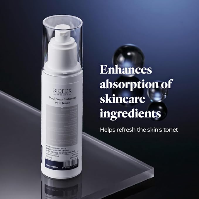 BIOFOX Medipress Radiance Vital Toner 100ml – pH 5.5 Boosting Toner with Peptides, Niacinamide & Hyaluronic Acid – Skin Balance & Hydration for All Skin Types