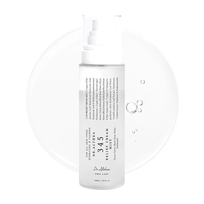 Dr.Althea 345 Relief Cream Mist | Hydrating Facial Mist with Rice Extract | Soothing Care for Sensitive Skin | Vegan Korean Skincare, 3.38 Fl Oz
