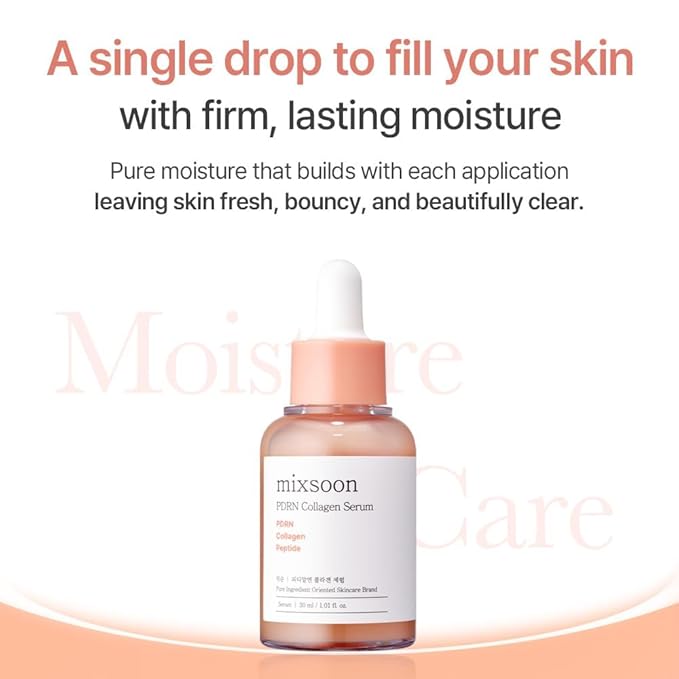 mixsoon PDRN Collagen Serum -Firming, Hydrating and Revitalizing for Face, Lightweight Peptide Hydrating Moisturizer 30ml / 1.01 fl.oz. Korean Glass Skin Care