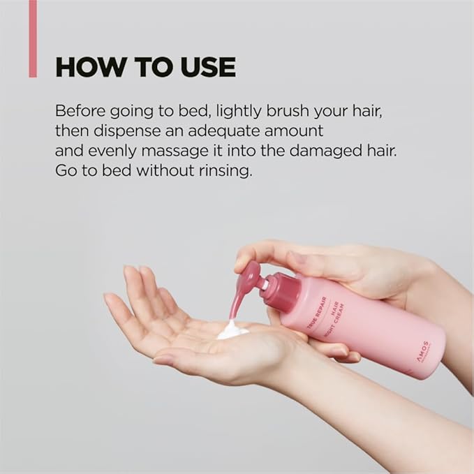 AMOS PROFESSIONAL True Repair Hair Night Cream 6.0 fl oz – K-Beauty Overnight Hair Primer & Leave-In Conditioner, Hydrating Deep Conditioning for Dry & Damaged Hair