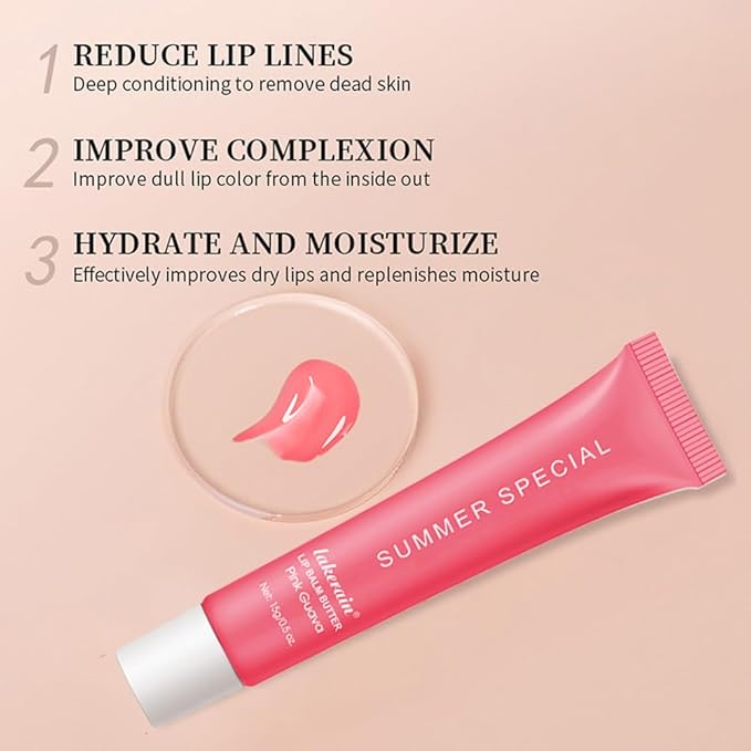 5Pcs Summer Lip Butter Lip Balm, Ultra-Hydrating Natural Vegan Lip Balm, Sheer-Tinted Shine & Hydration Lip Care, Soothes & Softens Dry Lips Skincare, Bálsamo labial hidratante