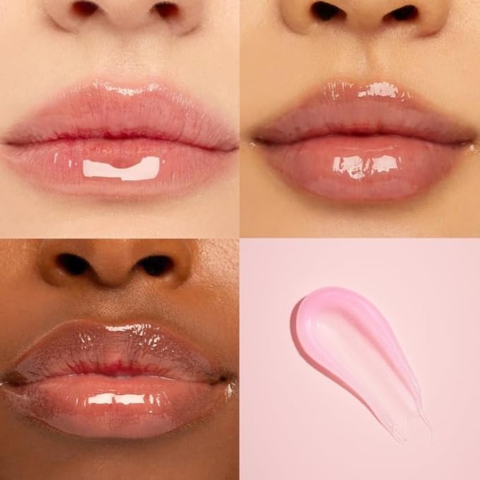 Lip Glowy Balm Cherry Blossom, Lip Gloss enriched with Shea Butter, Wolfberry Extract & Hyaluronic Acid Complex for Plumping Finish - Light Weight Travel Size for Men and Women
