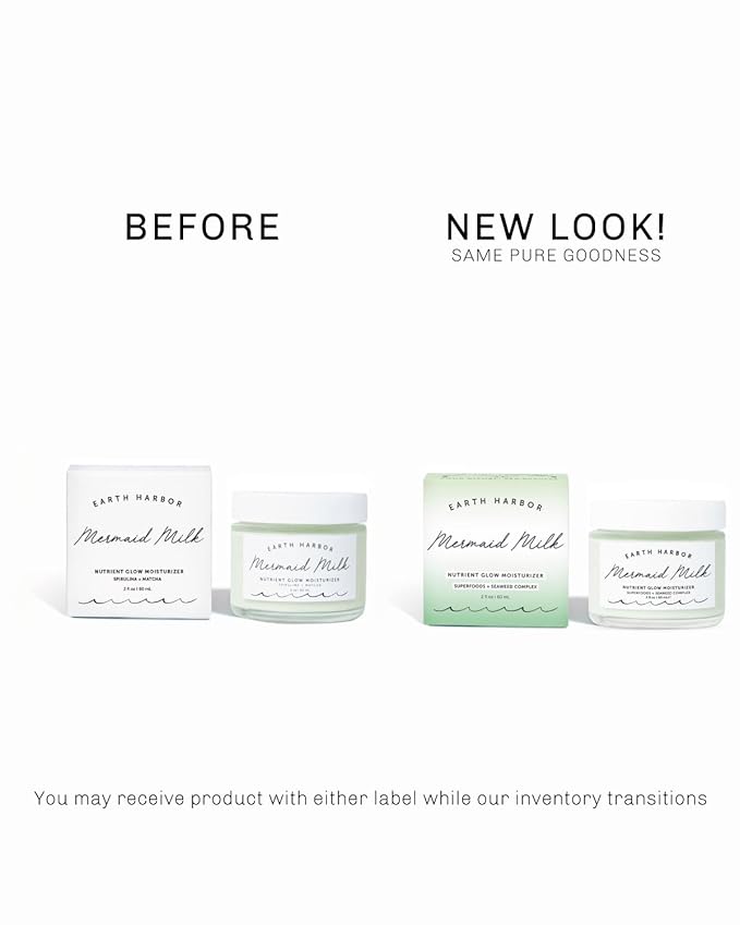 Earth Harbor | MERMAID MILK Nutrient Glow Moisturizer | Lightweight Botanical Hydration | Matcha and Spirulina | 100% Non-GMO + Plant-Based