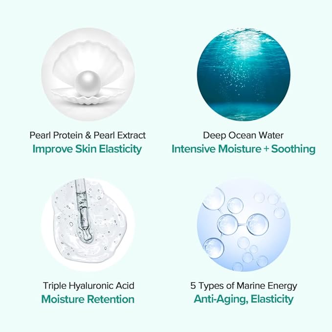 JMsolution Marine Luminous Pearl 3 Step Moisture Mask Plus (10 Sets) | Essence + Sheet Mask + Cream | Hydrating & Radiance Korean Skincare Set | K-Beauty Face Mask