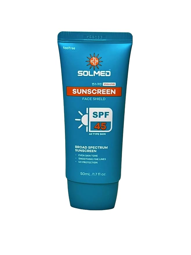 SOLMED Face Shield Sunscreen, SPF 45 Broad Spectrum, UVA+UVB Protection, 1.7 fl oz