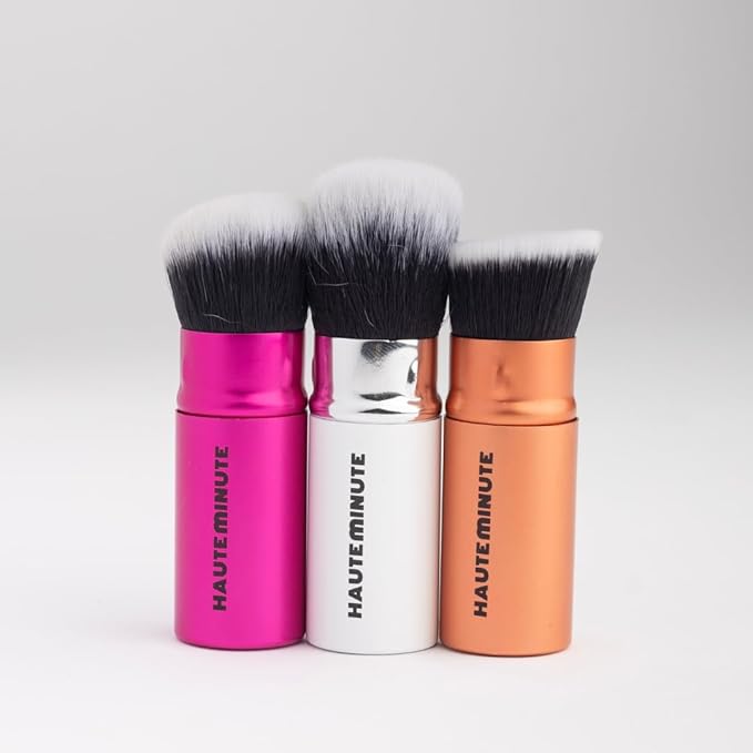 Mini Glamstick Retractable Foundation Brush - Travel Face Makeup Brush for Liquid, Cream Buffing & Blending, Cruelty-Free Bristles