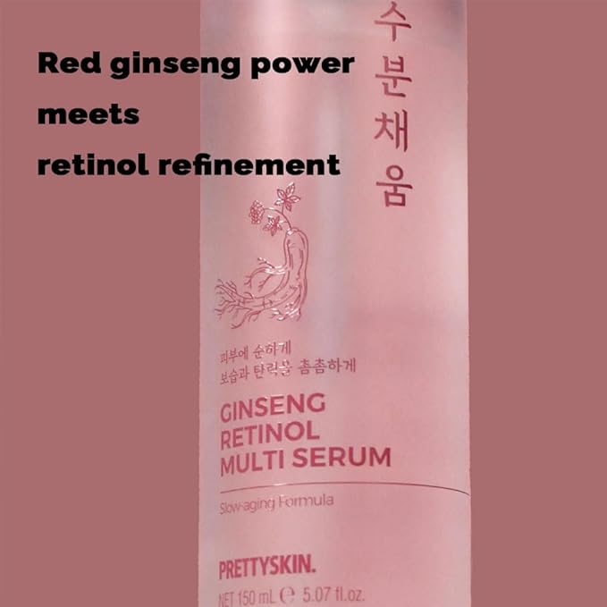 PRETTYSKIN Red Ginseng & Retinol Nourishing Facial Serum – 4-in-1 Toner, Emulsion, Serum & Cream | Moisturizing Daily Korean Skincare for Dry & Sensitive Skin 5.07fl oz (Ginseng)