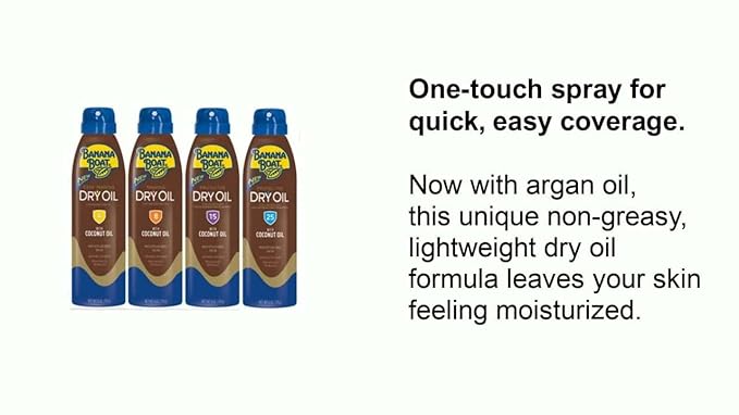 Banana Boat Deep Tanning Oil Spray SPF 4, Clear Dry Sunscreen Spray, Dark Tanning Oil, 6 oz