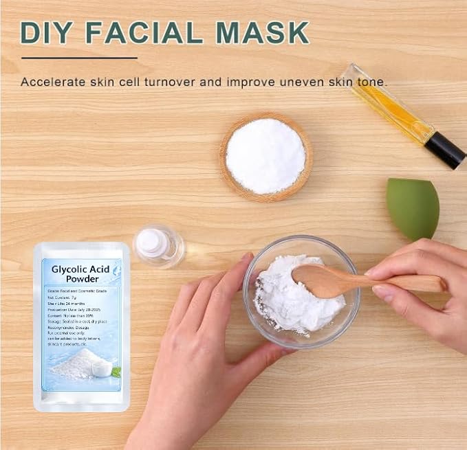 Glycolic Acid Powder 1 Oz/29g – 99% Pure Cosmetic Grade,DIY Skincare Ingredient for Exfoliating Toners, Peels, Masks Serums