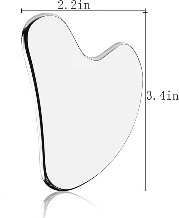Gua Sha Facial Tools Guasha for Face - Stainless Steel Gua Sha Tool - Massager Tool for Jawline & Chin,Fascia Massage Tool for Face Massage, Lymphatic Drainage Massager (Silver)