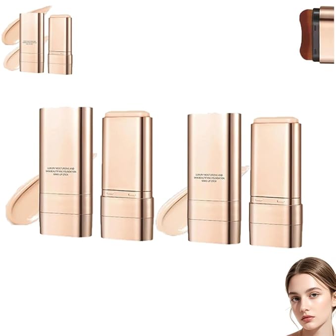 Luminous Dual-Ended Concealer Foundation Stick Korean 3 in 1, Double-Ended Stick Foundation, Flawless and Long-Lasting, Lightweight, Brightens, Long-Lasting for All Skin Types (#01+#02)