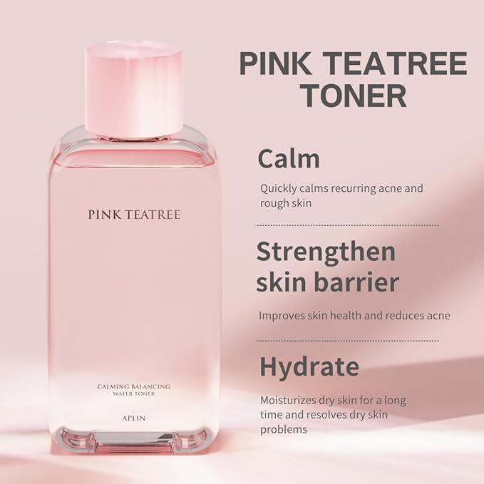 APLIN Pink Tea Tree Acne Care Set : Toner & Cream & Serum, Skin Moisturizer, Acne Care, Facial Moisturizers, CICA, Teatree, Korean Skin Care