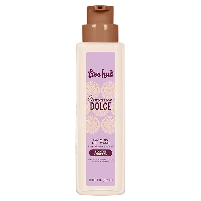 Tree Hut Cinnamon Dolce Foaming Gel Body Wash, Hydrating & Moisturizing Shower Gel for Soft, Smooth, Radiant Skin, Cozy Café Scent, 18 fl oz