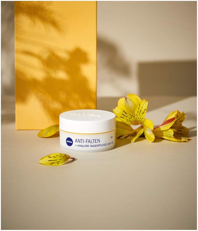 NIVEA Anti-Wrinkle + Revitalizing 55+ Day Cream for Mature Skin – 50 ml – Deeply Nourishing Moisturizer with Argan Oil & Calcium for Firmer, Smoother, Vital-Looking Skin
