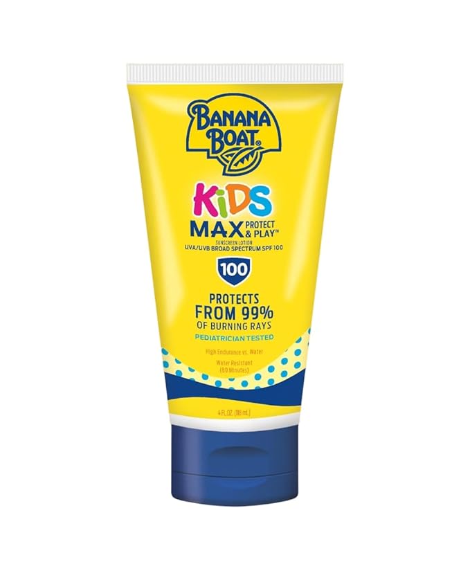 Banana Boat Kids Max Protect & Play Broad Spectrum Sunscreen SPF 100 4 oz (Pack of 8)