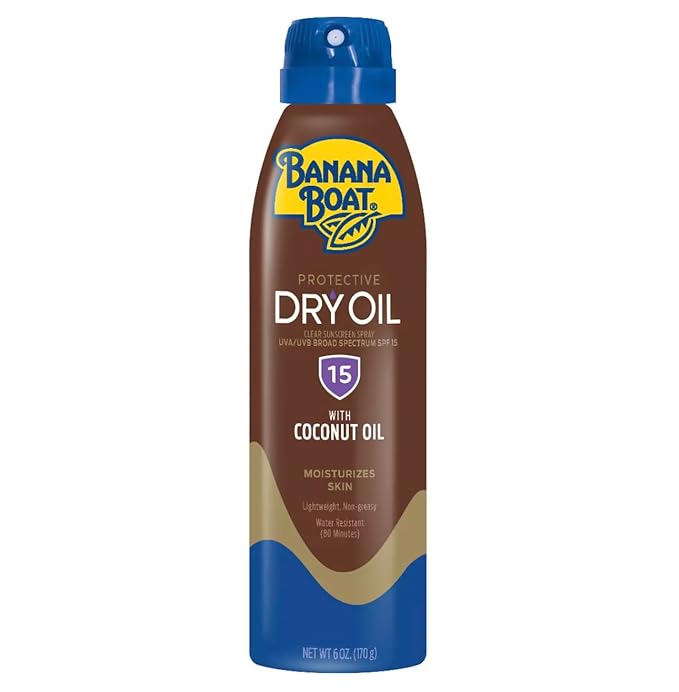 Banana Boat Protective Tanning Dry Oil Clear Spray Sunscreen SPF 15, 6oz, Pack of 3