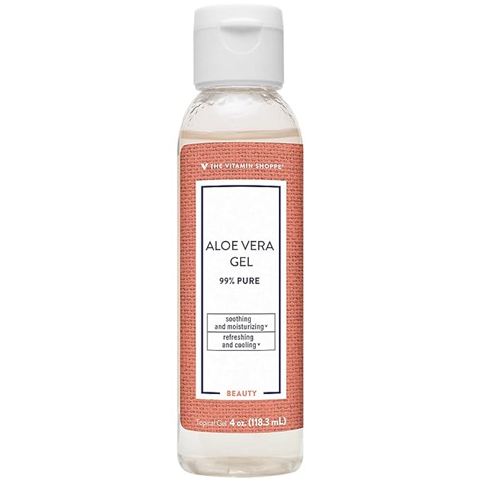 The Vitamin Shoppe Aloe Vera Gel 99% Pure - Sunburn Relief & Skin Moisturizer | After-Sun Care | 4 oz Topical | Organic Leaf Extract